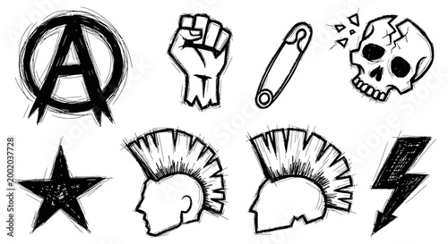 Punk rock symbols vector illustration