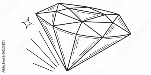 Sparkling diamond gemstone illustration with precious stone gem cut diamond icon diamond drawing diamond sparkle jewelry icon jewelry design gemstone illustration handdrawn minimalist