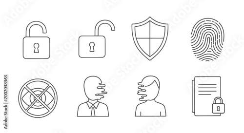 Security and privacy icons set digital protection and access control