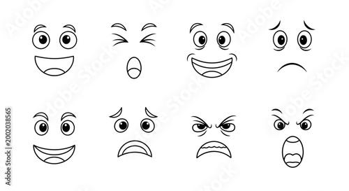 Cartoon faces expressions set