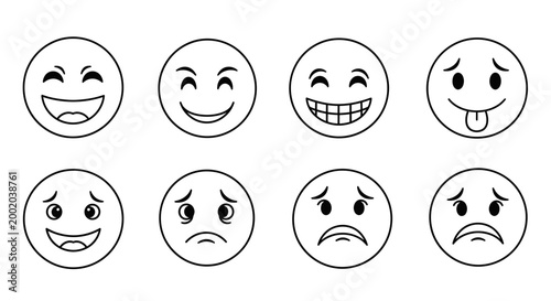 Emoji icons set various facial expressions