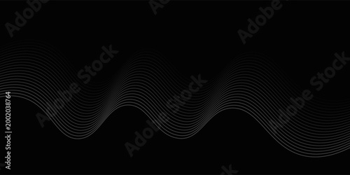 The black background features thin, curved lines in gold and white that run horizontally, giving the image a luxurious and slightly moving look. This piece feels elegant