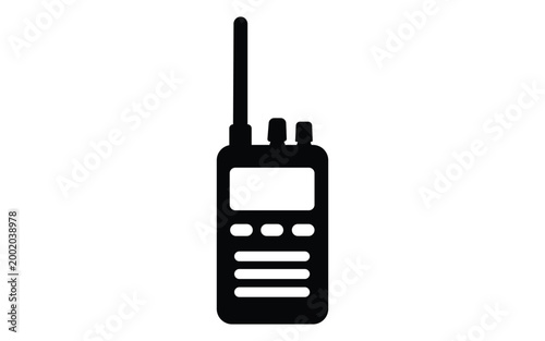 Walkie Talkie Communication Icon Set Minimal Black Silhouette Wireless Radio Device Symbol