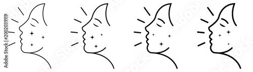 Glowing skin vector icon set in black. Glowing skin icon Vector Art Illustration.