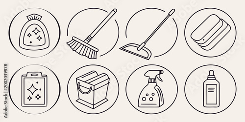 Cleaning tools and supplies broom dustpan sponge