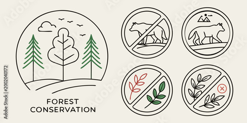 Forest conservation and symbols environment nature protection