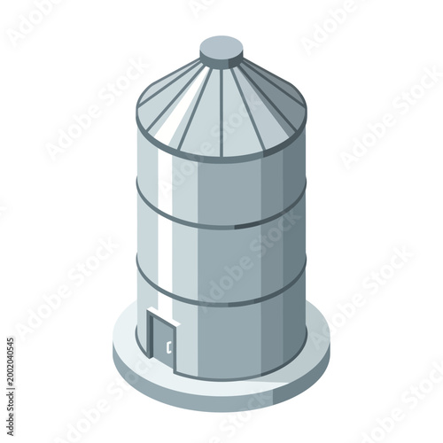 Large Metal Grain Storage Silo Structure.