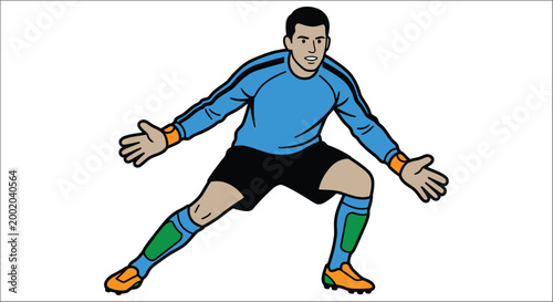 Soccer goalkeeper illustration full body blue uniform isolated vector
