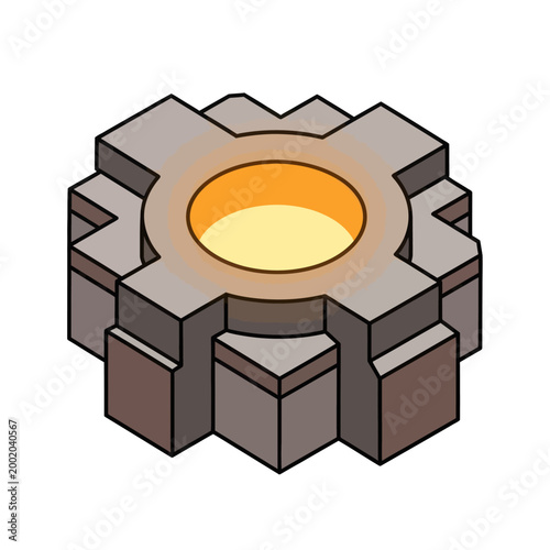 Gray Gear with Orange Center.