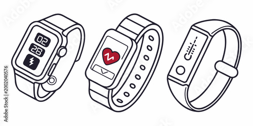 Smartwatches with different and wearable devices technology fitness trackers health monitoring