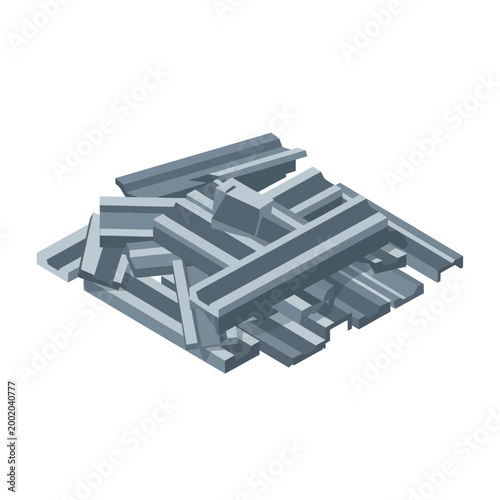 Stack of metal I beam steel.