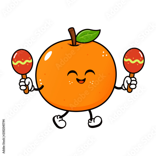 Mandarin Orange Playing Maracas Character