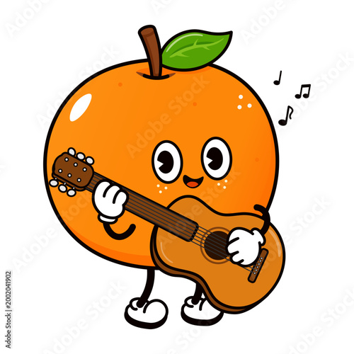 Mandarin Orange Playing Guitar Character