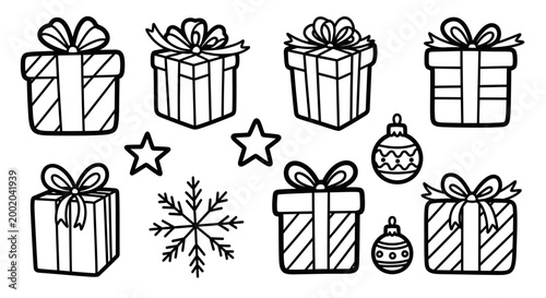 Gift boxes decorative elements festive design