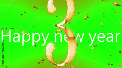 Happy New Year celebration with gold number 2 on green background