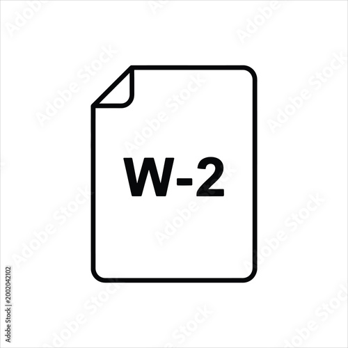 W-2 tax form document with bold text during tax season Vector Illustration Isolated on white background