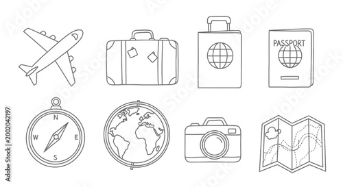 Travel and journey icons set