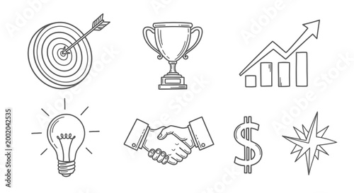 Business icons set success concepts