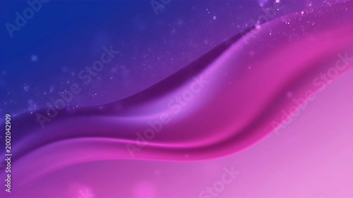 A vibrant abstract image showcases flowing, luminous ribbons of purple and blue against a gradient background, creating a sense of ethereal movement and modern design.