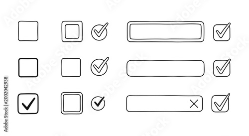 Checkboxes check marks selection options isolated