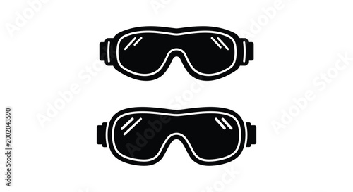 Goggles silhouette black protective eyewear on white background