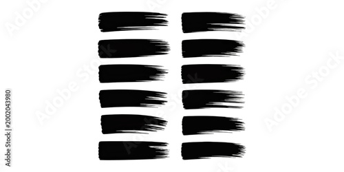 Set of black mascara and paint brushes isolated on white background vector illustration design