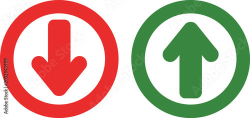 Directional arrow contrast icons set, minimalist arrows inside approval and restriction circles for navigation guidance access control and UI design elements.