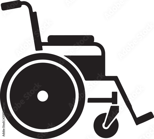 Simple flat design icon of a manual wheelchair isolated on transparent background for accessibility themes