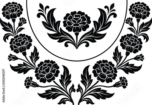 Exquisite floral pattern design with decorative carnation flowers in a high resolution detailed vector illustration.