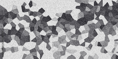 Geometric monochrome abstract background with a mosaic of irregular polygons and a subtle grainy texture, offering a modern and visually dynamic design element