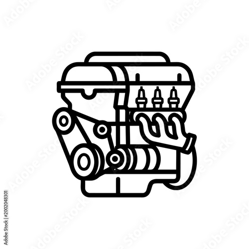 car engine symbol, stylized vector silhouette of automobile moto