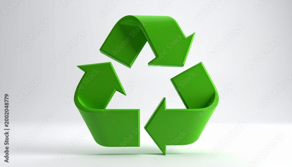 Obraz premium Green 3D Recycling Symbol Icon for Environmental Sustainability