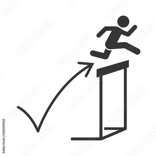 高いハードルを飛び越える人物のシルエットアイコン