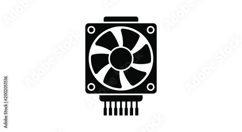 Computer cooling fan silhouette high quality professional detailed