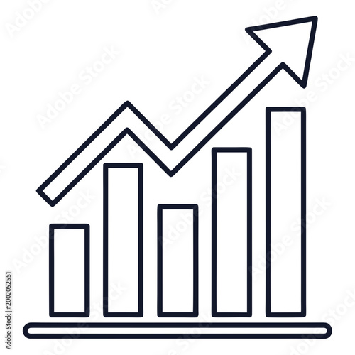 Free Download Simple bar chart financial success concept line art with business marketing statistics analytics investment performance - GFXLoad