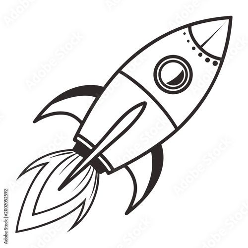 Rocket launch line art icon with technology exploration astronomy business graphics creative isolated illustration