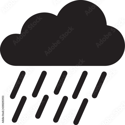 A simple cloud with rain falling from it weather icon design element