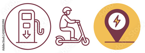 electric scooter urban mobility icon set