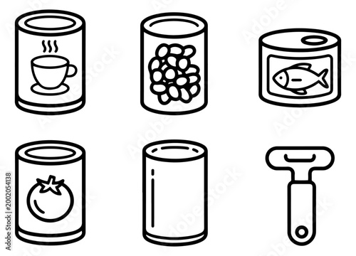 canned goods can opener line art