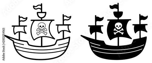 pirate ship nautical icon vector