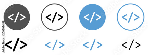 code bracket programming icon vector set