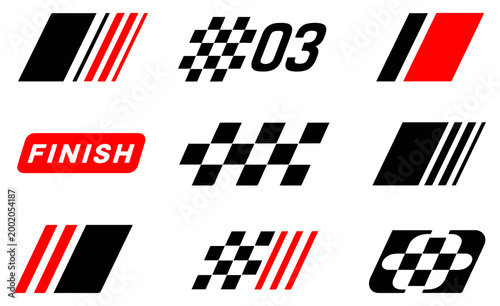 racing stripes flags icon vector set