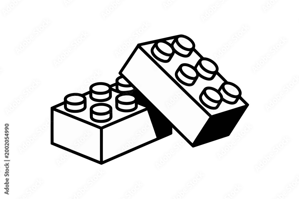 Obraz premium A minimalist vector illustration of two Lego bricks in a simple black and white design