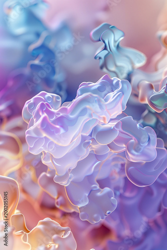 Abstract protein structure, microscopic organic form, biomolecular shape, biotechnology science background