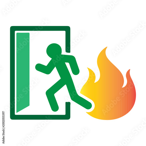 Emergency exit fire icon