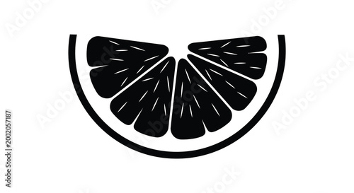 Citrus fruit slice silhouette black and white isolated design silhouette
