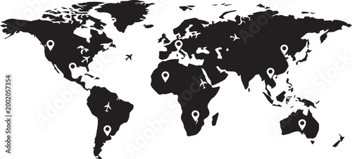 world map travel location icon vector illustration