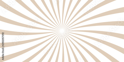 Sunlight rays brown and white color burst background. Sun beam ray sunburst wallpaper. Retro bright backdrop. Vintage poster vector illustration