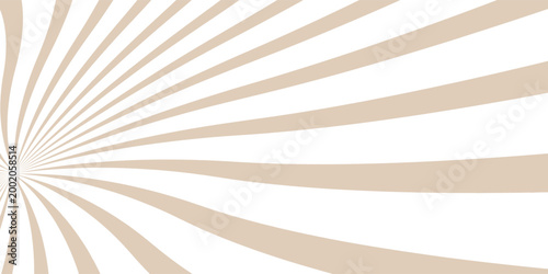 Sunlight rays brown and white color burst background. Sun beam ray sunburst wallpaper. Retro bright backdrop. Vintage poster vector illustration