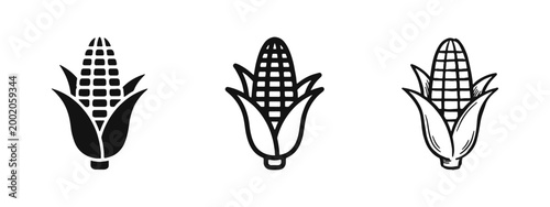 Fresh Corn Cob Agricultural and Organic Food Icons